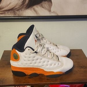 White and Orange High-Top Sneakers
